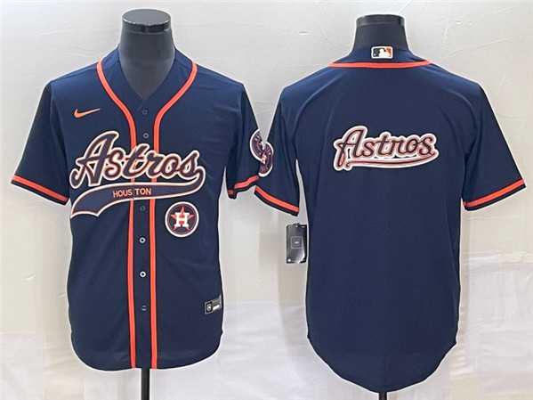 Men%27s Houston Astros Navy Team Big Logo With Patch Cool Base Stitched Jerseys->houston astros->MLB Jersey